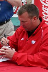 UW Head Football Coach Bret Bielema at the 2008 Badger Days in Eau Claire